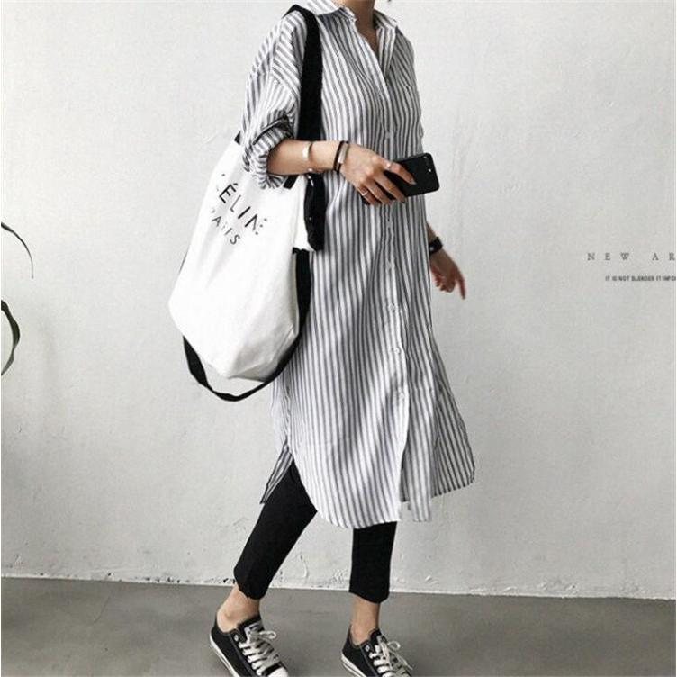 【キーワード検索】：シャツワンピース レディース ロングワンピース ロング丈 ワンピース 長袖 ストライプ 大きいサイズ ゆったり 体型カバー 森ガール 20代 30代 40代 50代 ゆるっとワンピ