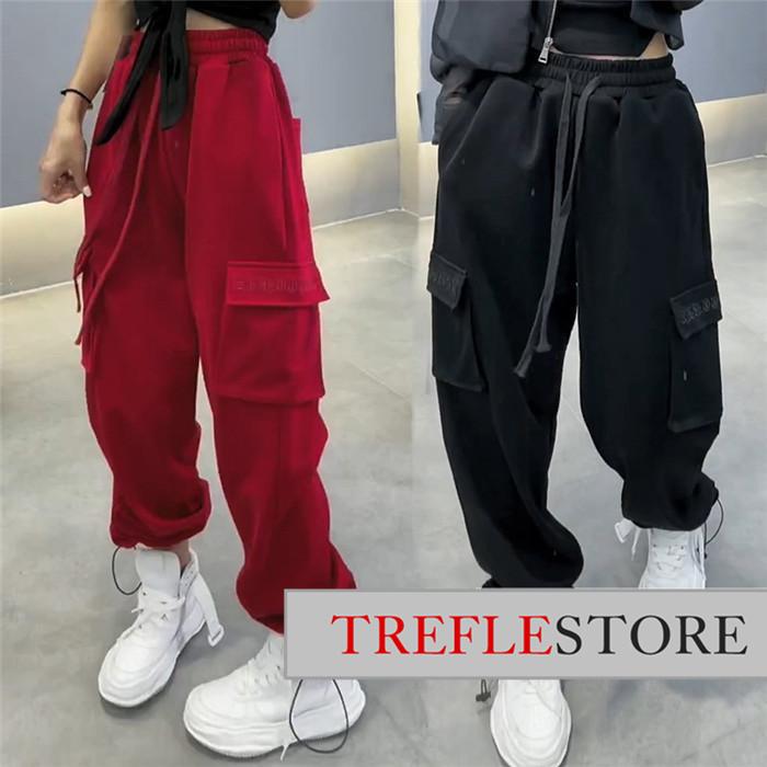 カーゴパンツ レディース メンズ ワイドパンツ ダンスパンツ ブラック グリーン グレー レッド ブルー ゆったり ヒップホップ hiphop ロングパンツ素材 ポリエステル 注意 モニターの発色具合