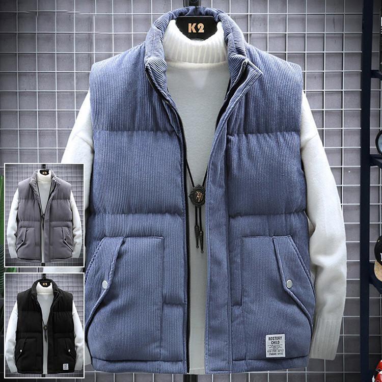 ■ 品名：メンズ中綿ベスト■ 表地：コール天■ 裏地：ポリエステル■ 充填物：綿■ カラー：全3色■ サイズ：M-4XLの人気検索キーワード：中綿ダウンベスト メンズ カップルダウンベスト アウター 