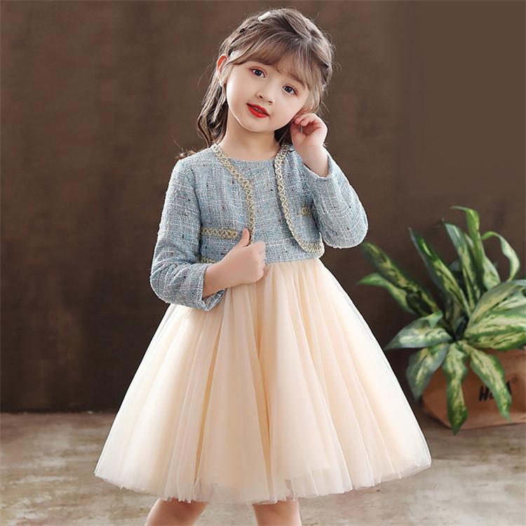 子供服 女の子 ガールズ ワンピース フリル キッズ かわいい フォーマル 長袖 ガールズワンピース チュール 可愛い 表会 入園 卒業式 二次会 入学式 オシャレ パーティー グレー 春 秋 ワンピ