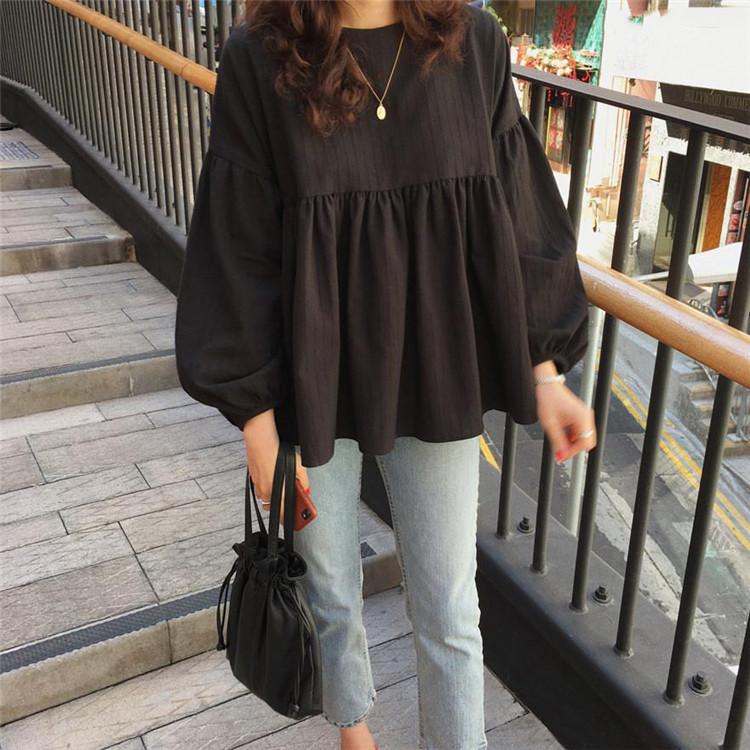 商品名：ストライプデザインフレアブラウス / stripes designed flare blouse胸下の切り替えがかわいい、ふんわりシルエットのブラウスです♪コットンブレンドの春らしいブラウスな