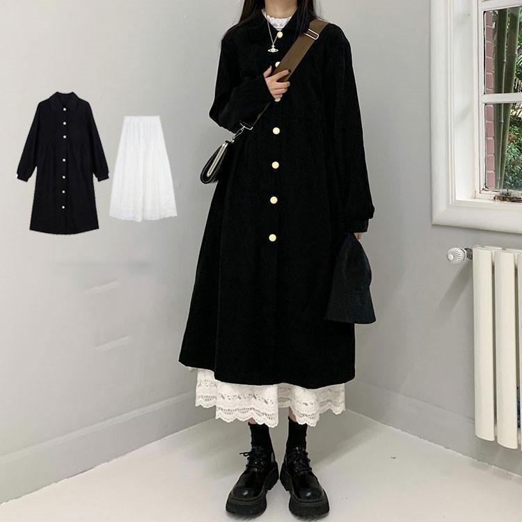 フレアワンピース ワンピース スカート ロングスカート ロンスカ 長袖ワンピース Aラインワンピース マキシワンピース ロングワンピース マキシワンピ ロングワンピ ワンピ コーデュロイワンピース レ