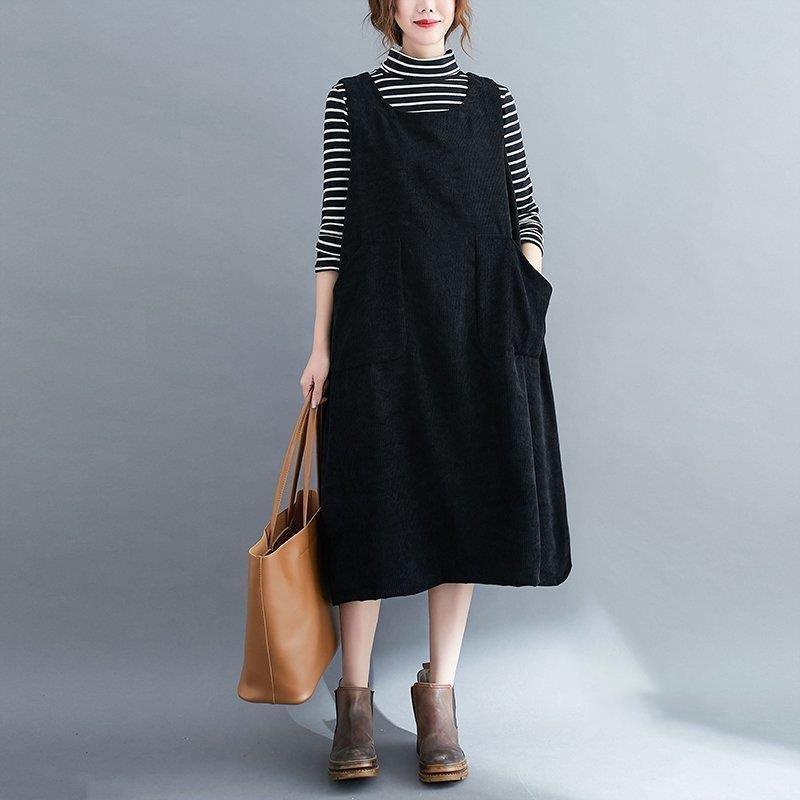 ワンピース レディース 母の日 ジャンパースカート 膝丈ワンピース コーデュロイ 秋服 柔らか ゆったり 着痩せ 3色&starf;のワンピースが登場！！▲素材:コットン/ポリエステル▲カラー