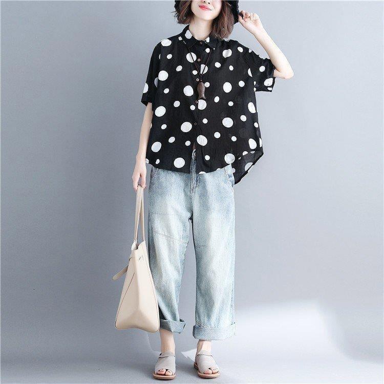 【サイズ】F：総丈60/75cm バスト130cm 肩幅52cm 袖丈20cm--【素材】コットン＋ポリエステル--【ご注意】＊商品を平置きにし、メジャーにて手作業による採寸をしており若干の誤差が出る